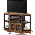 Mobile TV e console multimediale ad angolo in legno con anta in rete Moasis da 47 pollici