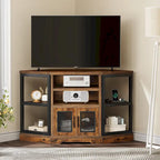 Mobile TV e console multimediale ad angolo in legno con anta in rete Moasis da 47 pollici