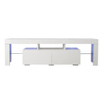 Nestfair White TV Stand with LED Lights for TVs up to 70 Inches