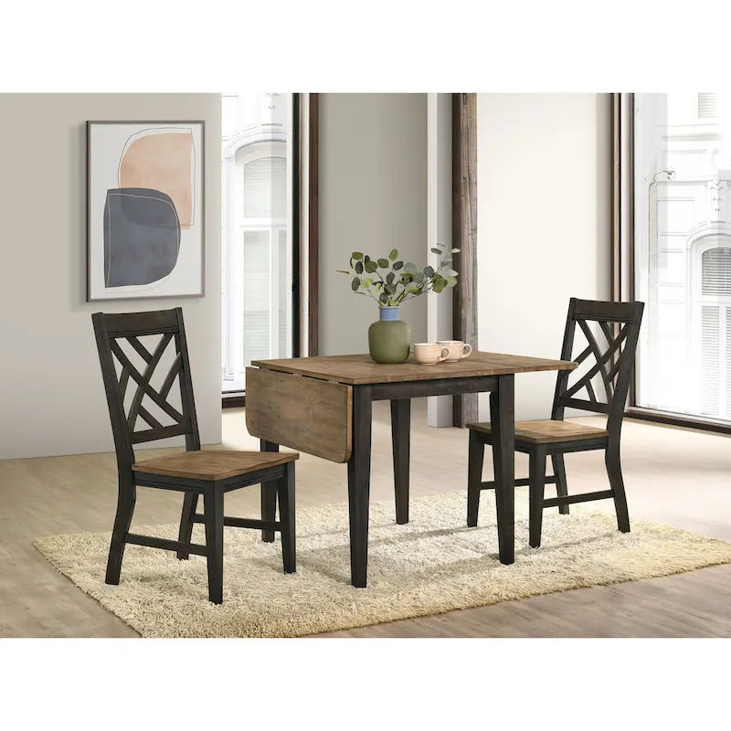 Sedia da pranzo Harper con schienale a traliccio e 4 gambe, marrone spazzolato e noce pecan, set da 2
