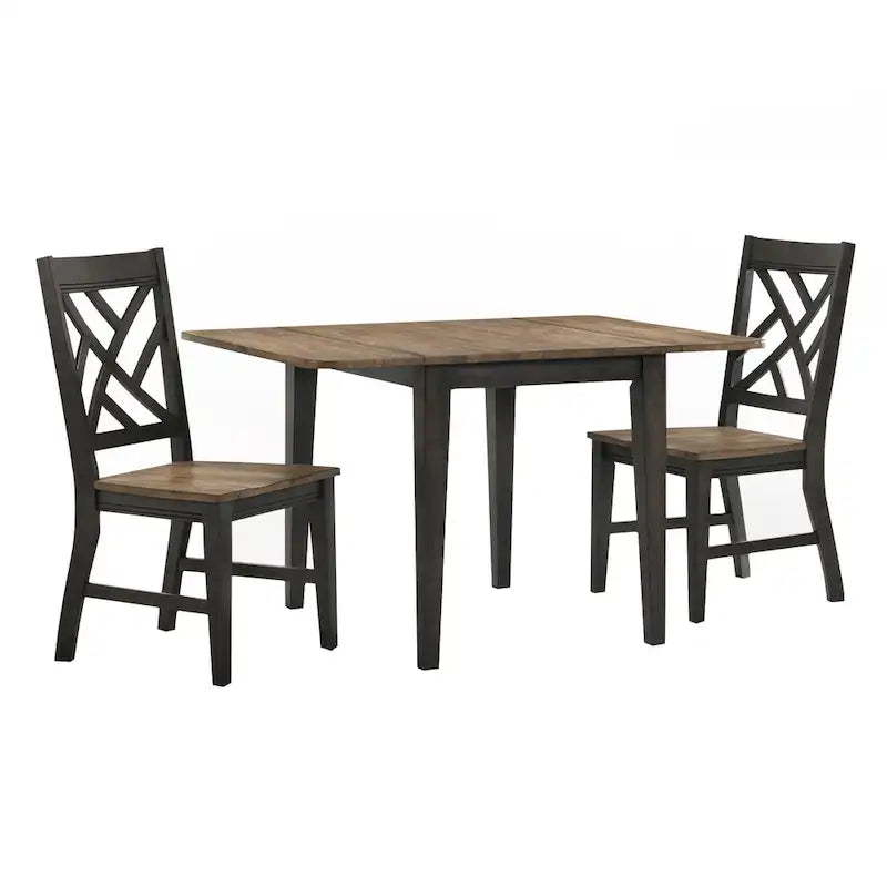 Sedia da pranzo Harper con schienale a traliccio e 4 gambe, marrone spazzolato e noce pecan, set da 2