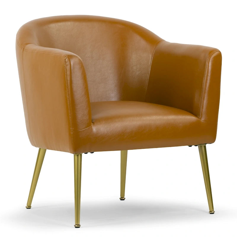 Sedia accent Avi Cappuccino in similpelle con gambe dorate