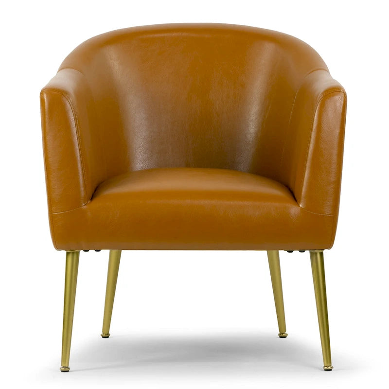 Sedia accent Avi Cappuccino in similpelle con gambe dorate