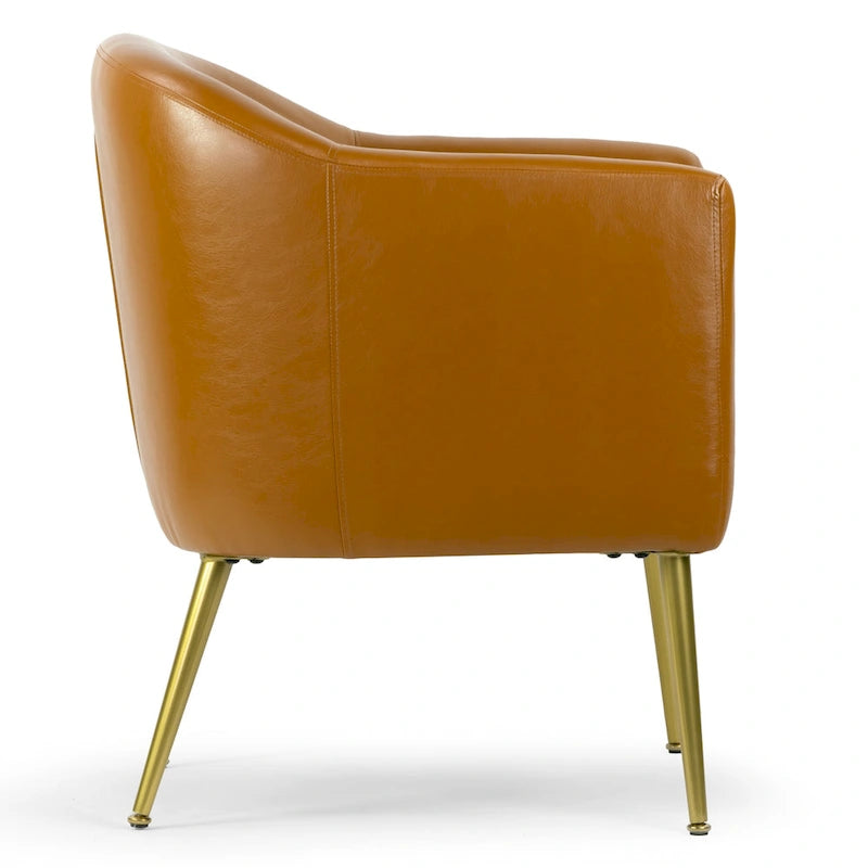 Sedia accent Avi Cappuccino in similpelle con gambe dorate