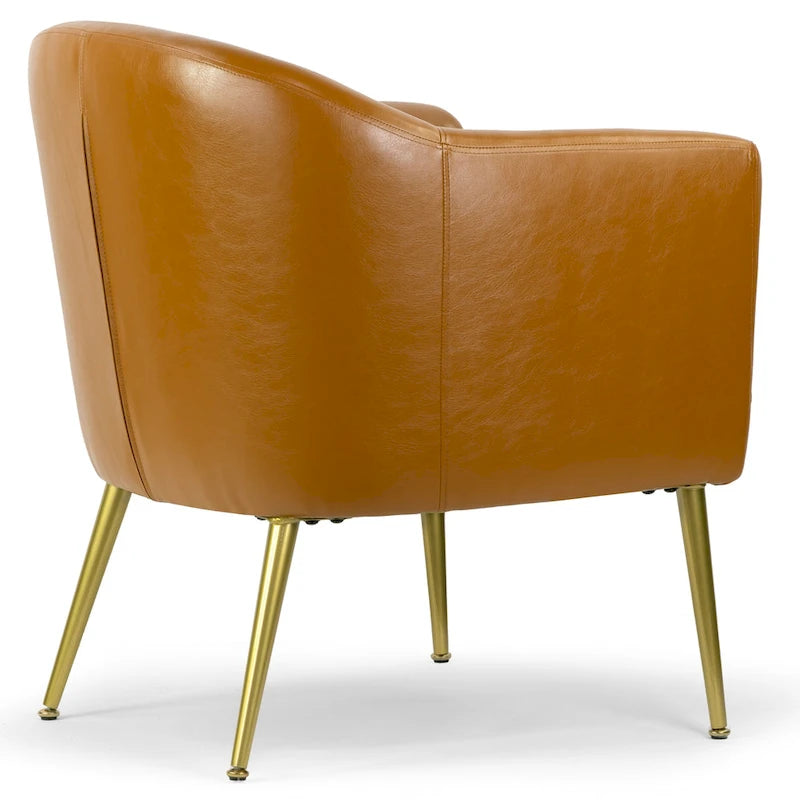 Sedia accent Avi Cappuccino in similpelle con gambe dorate