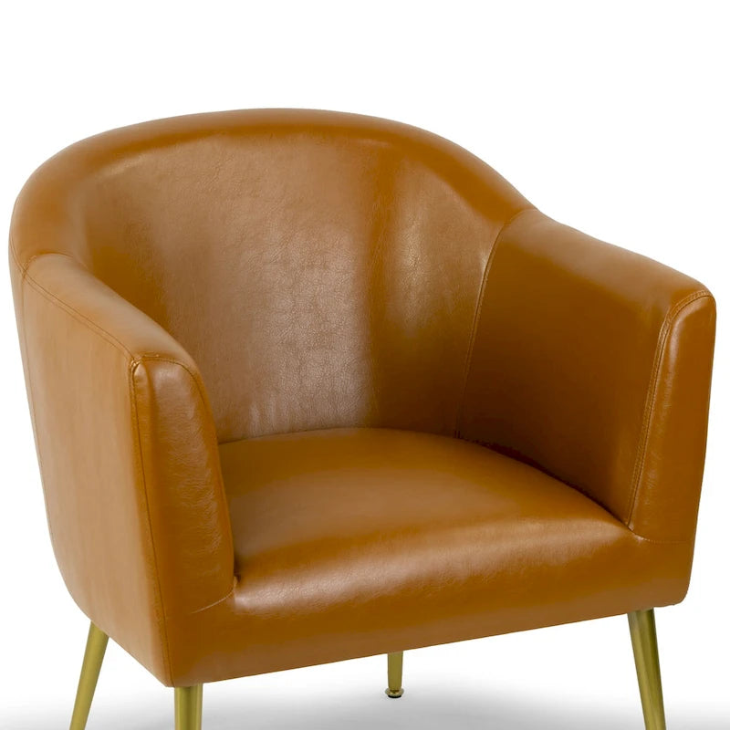 Sedia accent Avi Cappuccino in similpelle con gambe dorate