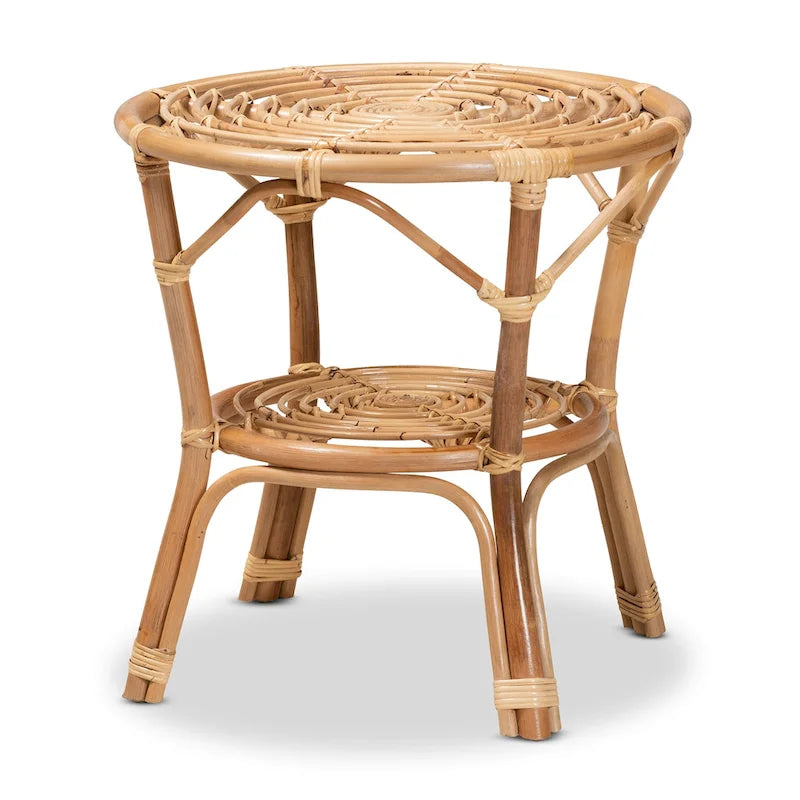 Tavolino da Caffè Cariel Moderno Bohemien in Rattan Naturale Marrone