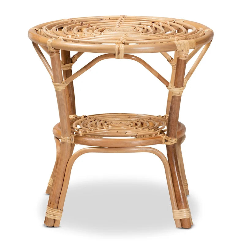 Tavolino da Caffè Cariel Moderno Bohemien in Rattan Naturale Marrone