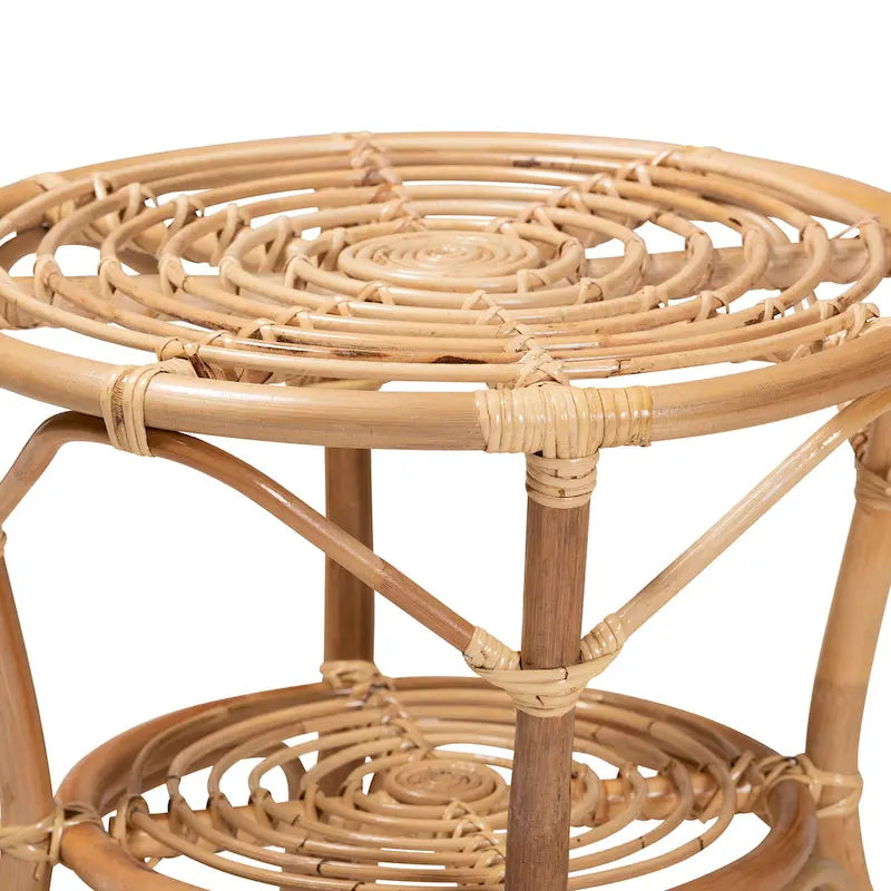Tavolino da Caffè Cariel Moderno Bohemien in Rattan Naturale Marrone