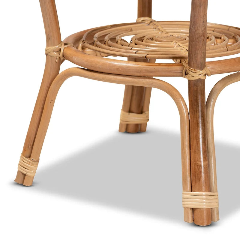Tavolino da Caffè Cariel Moderno Bohemien in Rattan Naturale Marrone