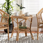 Tavolino da Caffè Cariel Moderno Bohemien in Rattan Naturale Marrone