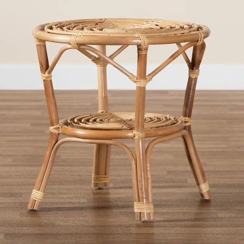 Tavolino da Caffè Cariel Moderno Bohemien in Rattan Naturale Marrone