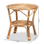 Tavolino da Caffè Cariel Moderno Bohemien in Rattan Naturale Marrone