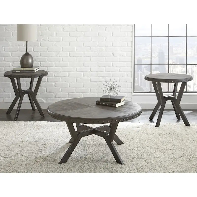 Tavolino industriale Steve Silver Avilla in legno grigio e metallo