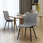 Sedie da pranzo set di 4, design industriale moderno di metà secolo, in tessuto, grigie