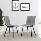 Sedie da pranzo set di 4, design industriale moderno di metà secolo, in tessuto, grigie