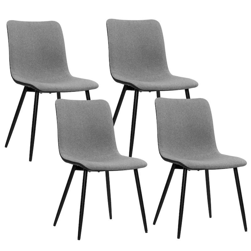 Sedie da pranzo set di 4, design industriale moderno di metà secolo, in tessuto, grigie