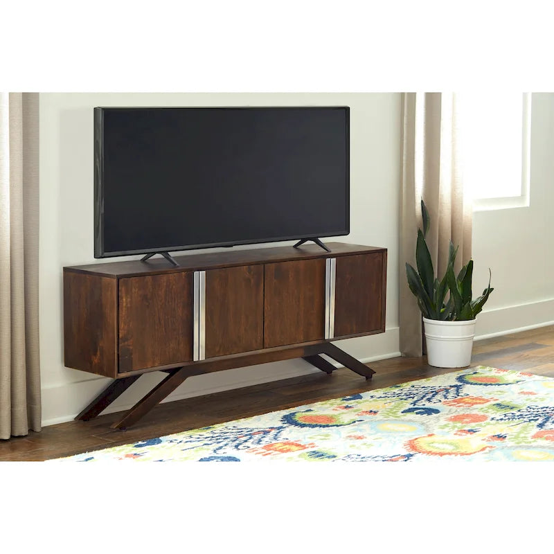 Mobile TV Modena Mid-Century Modern 59 Wide in legno massello di noce