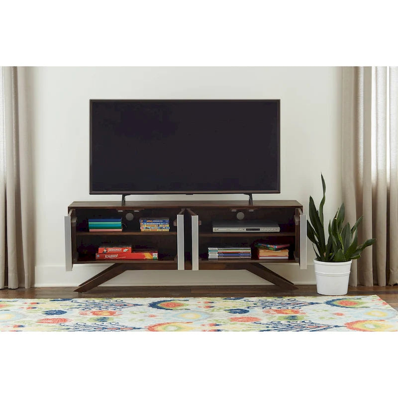Mobile TV Modena Mid-Century Modern 59 Wide in legno massello di noce
