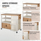 Carrello da Cucina Portatile con Piano in Legno e Cassetti