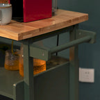 Carrello da Cucina Portatile con Piano in Legno e Cassetti