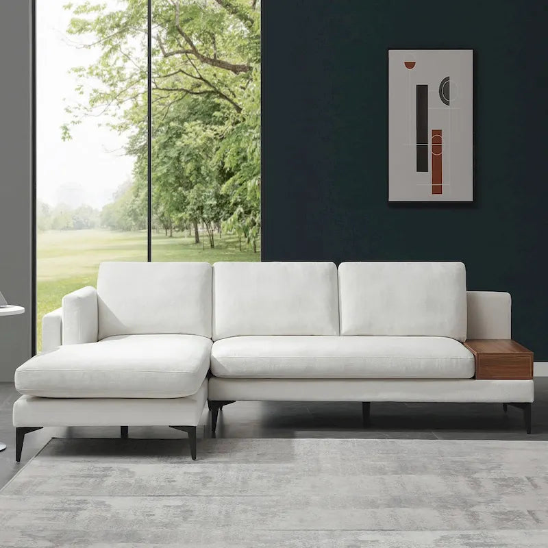 Beige L-Shaped Reversible Sectional Sofa for 3-4 People