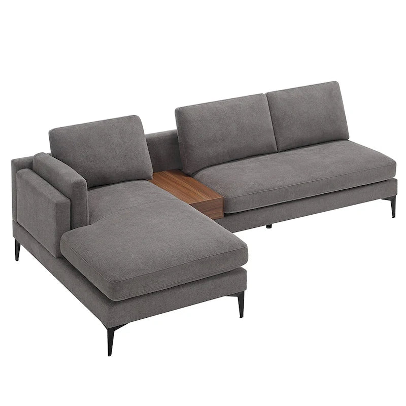 Beige L-Shaped Reversible Sectional Sofa for 3-4 People