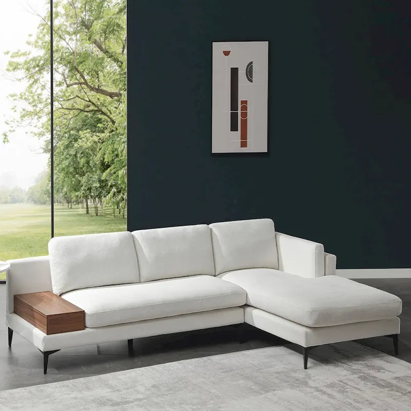 Beige L-Shaped Reversible Sectional Sofa for 3-4 People