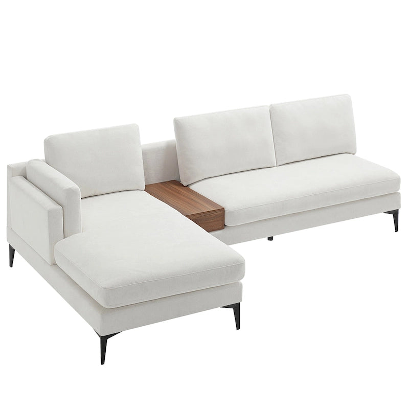 Beige L-Shaped Reversible Sectional Sofa for 3-4 People