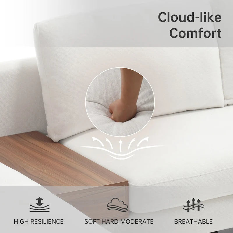 Beige L-Shaped Reversible Sectional Sofa for 3-4 People