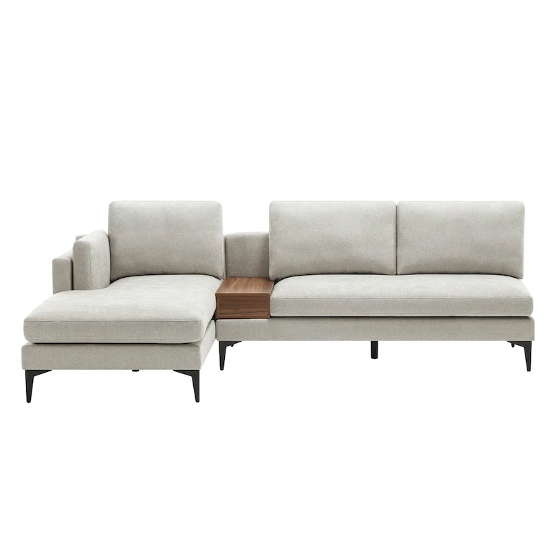 Beige L-Shaped Reversible Sectional Sofa for 3-4 People