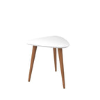 Tavolino alto triangolare Utopia 19.88 con gambe divaricate in legno
