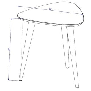 Tavolino alto triangolare Utopia 19.88 con gambe divaricate in legno