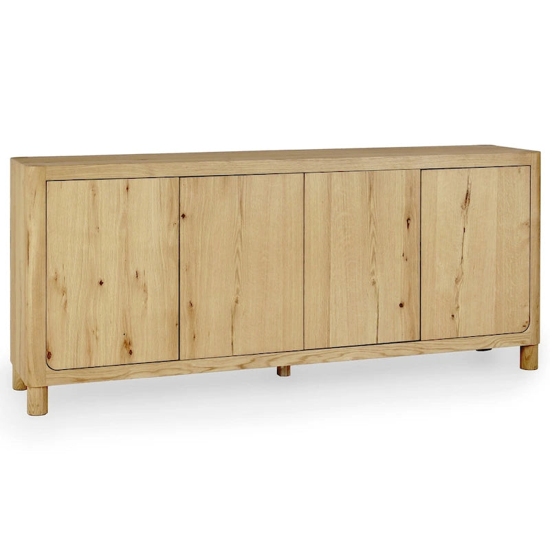 4-Door Oak Buffet/Sideboard, Solid Wood Construction