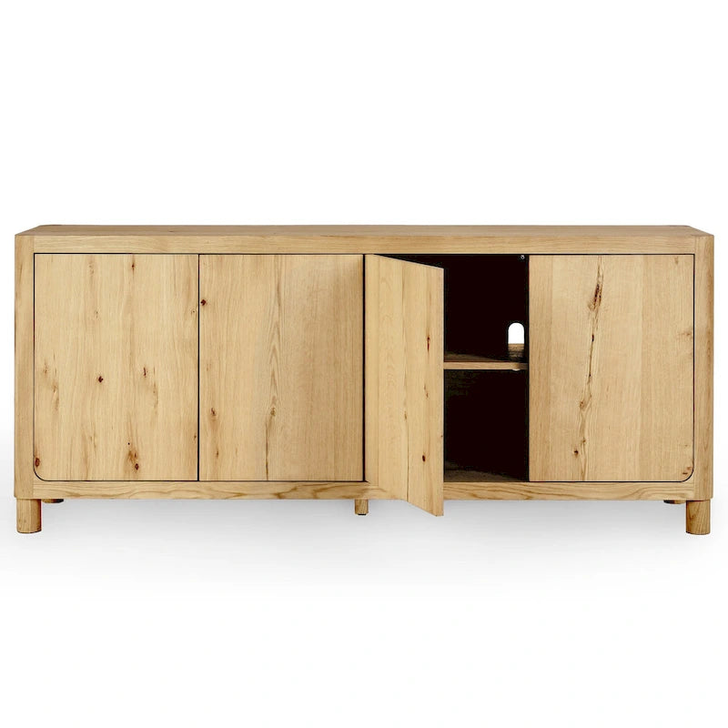 4-Door Oak Buffet/Sideboard, Solid Wood Construction