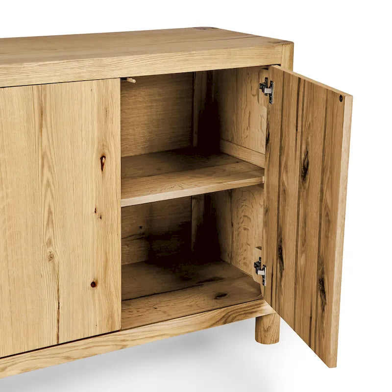4-Door Oak Buffet/Sideboard, Solid Wood Construction