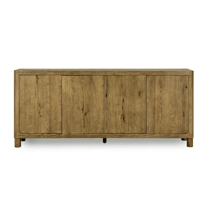 4-Door Oak Buffet/Sideboard, Solid Wood Construction