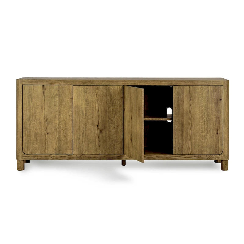 4-Door Oak Buffet/Sideboard, Solid Wood Construction