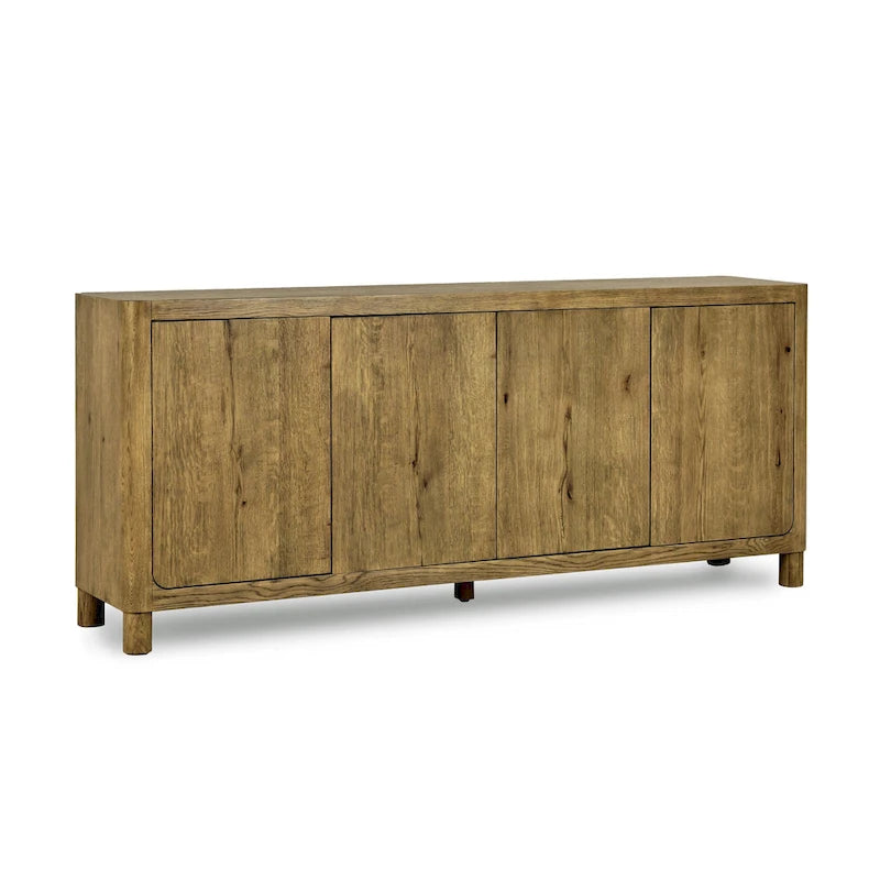4-Door Oak Buffet/Sideboard, Solid Wood Construction