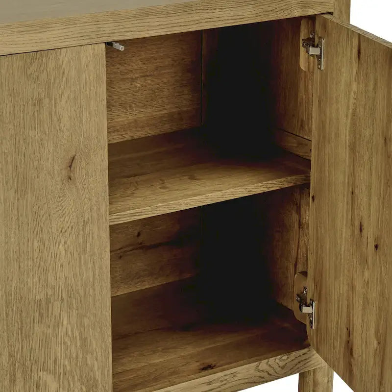 4-Door Oak Buffet/Sideboard, Solid Wood Construction