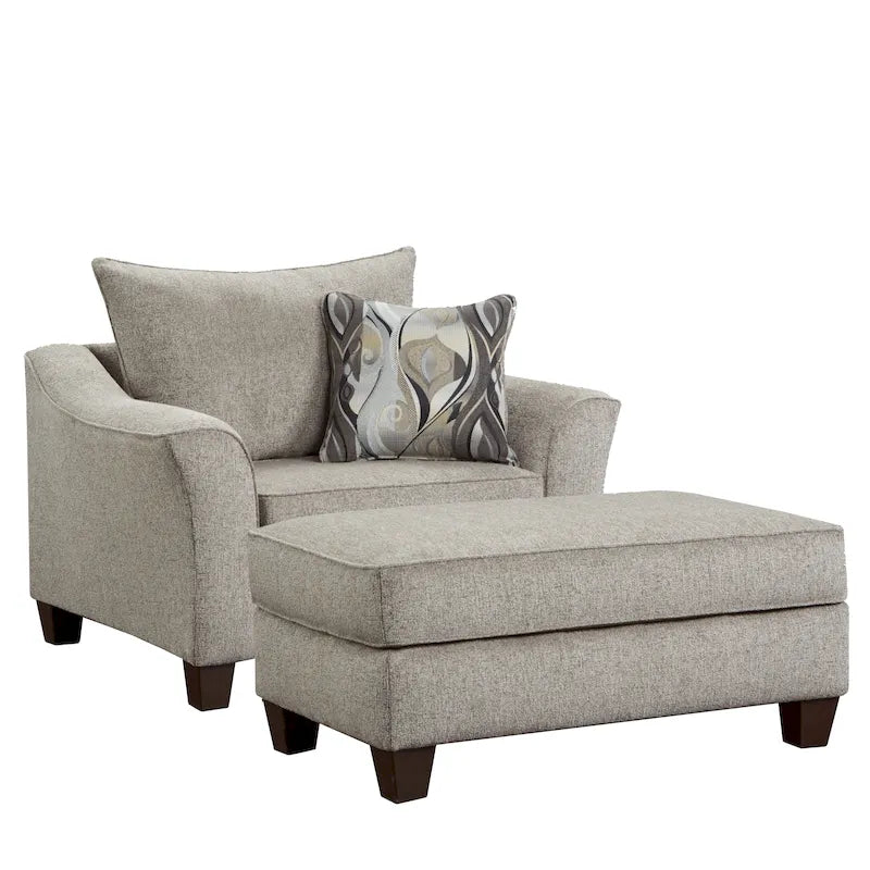 Set poltrona e pouf in tessuto contemporanei Camero di Roundhill Furniture