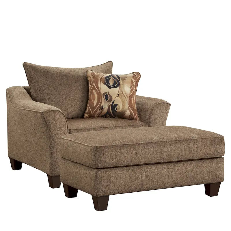 Set poltrona e pouf in tessuto contemporanei Camero di Roundhill Furniture