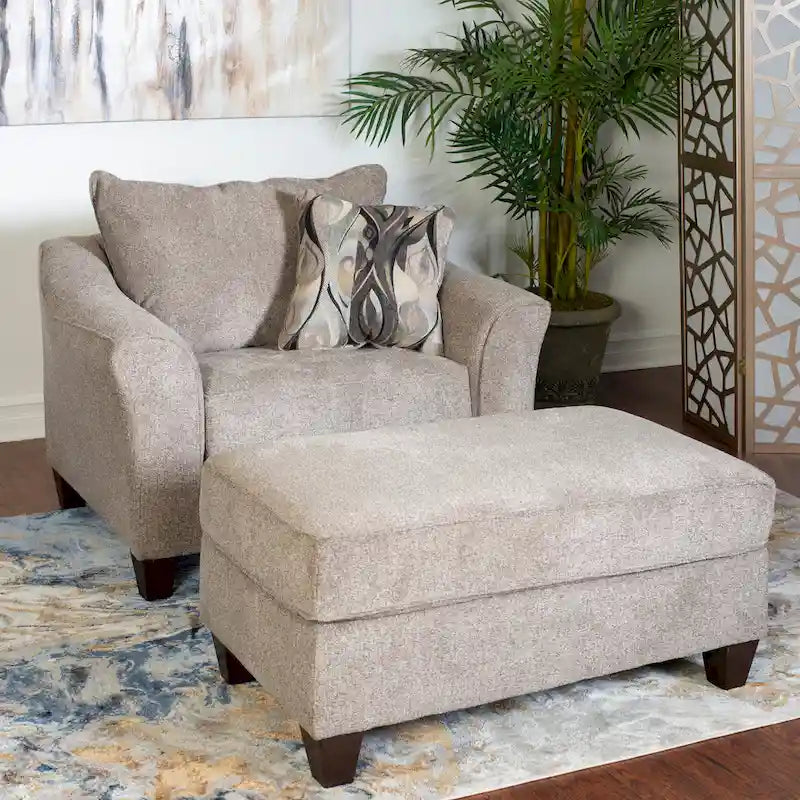 Set poltrona e pouf in tessuto contemporanei Camero di Roundhill Furniture