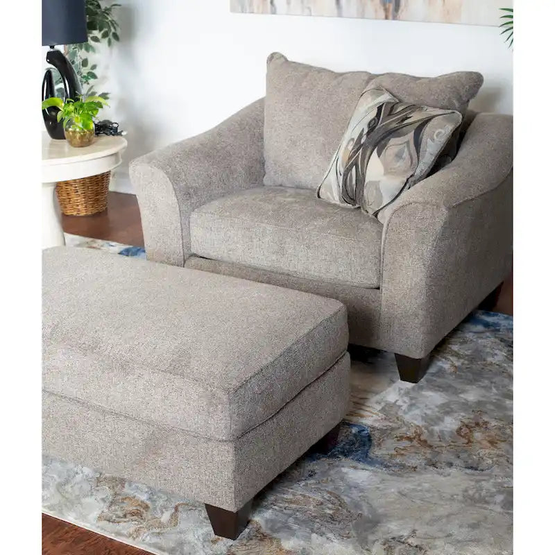 Set poltrona e pouf in tessuto contemporanei Camero di Roundhill Furniture