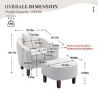 Linen/Polyester Upholstered Mid Century Barrel Chair with Ottoman