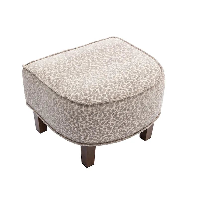 Linen/Polyester Upholstered Mid Century Barrel Chair with Ottoman