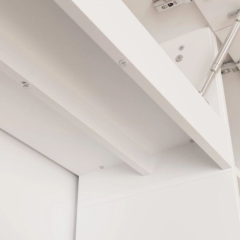 White/Black TV Stand with Bookshelves for 2-3 People