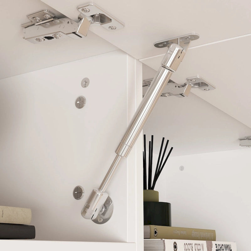 White/Black TV Stand with Bookshelves for 2-3 People