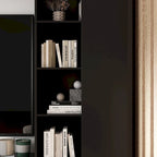 White/Black TV Stand with Bookshelves for 2-3 People