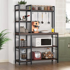 5-Tier Bakers Rack,Utility Storage Shelf with Storage Hutch for Kitchen, Microwave Oven Stand